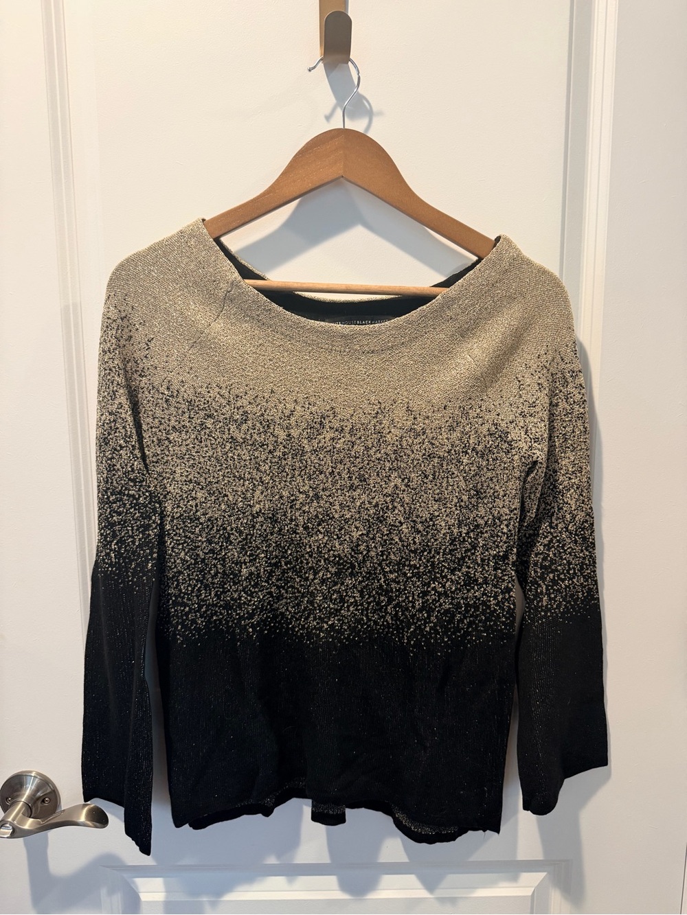 White House Black Market Sparkle Ombre Long Sleeve Sweater - Black and Gold- XS